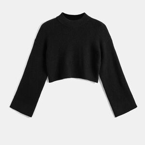 Cupshe xJoJo Dark Night High Neck Flared Sleeve Sweater Sz L